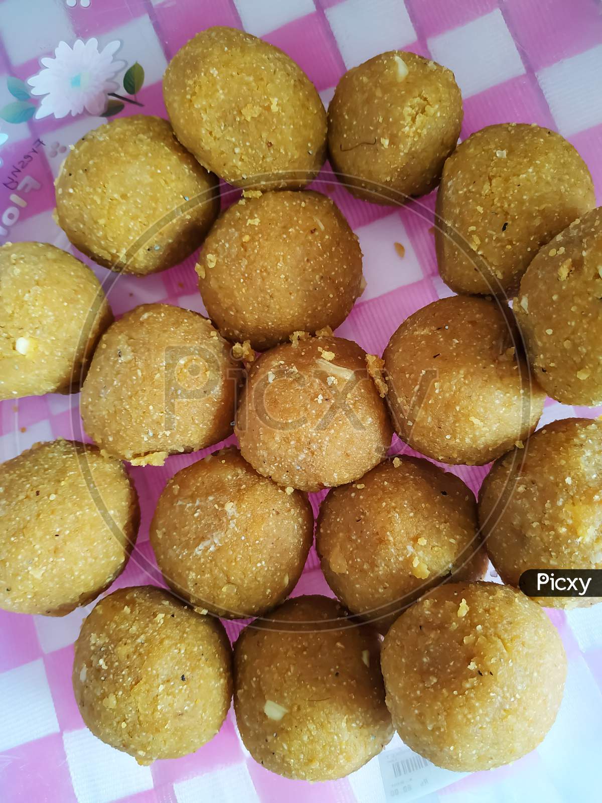 Traditional indian sweet food,Besan Ladoos dry fruits, Indian cultural Sweets Laddu