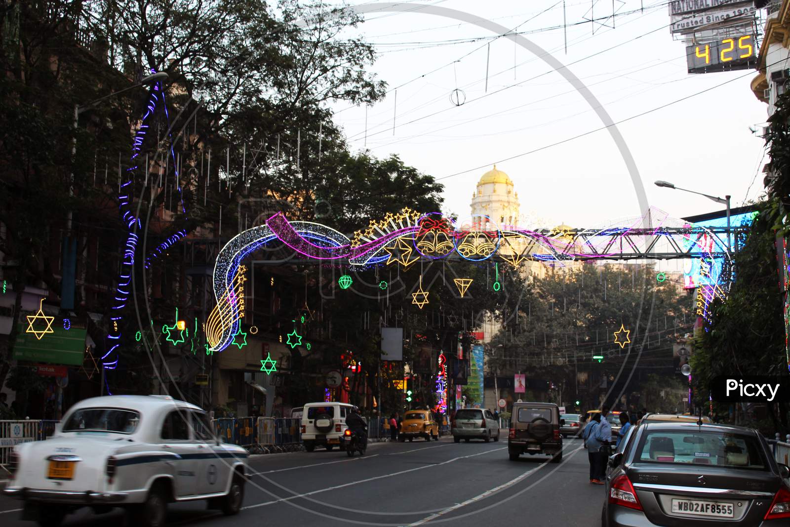 Christmas time lighting and decorations, at Park Street, Kolkata.
