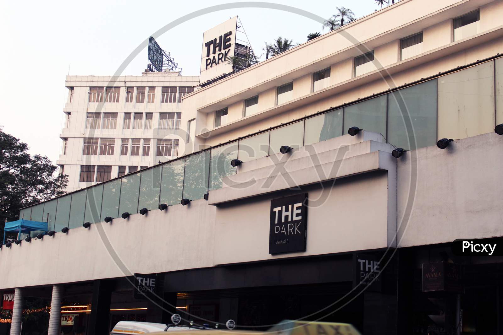 Cropped and partial view of famous 5 star 'The Park Hotel ', at Park St, Park Street area, Kolkata, 700071.
