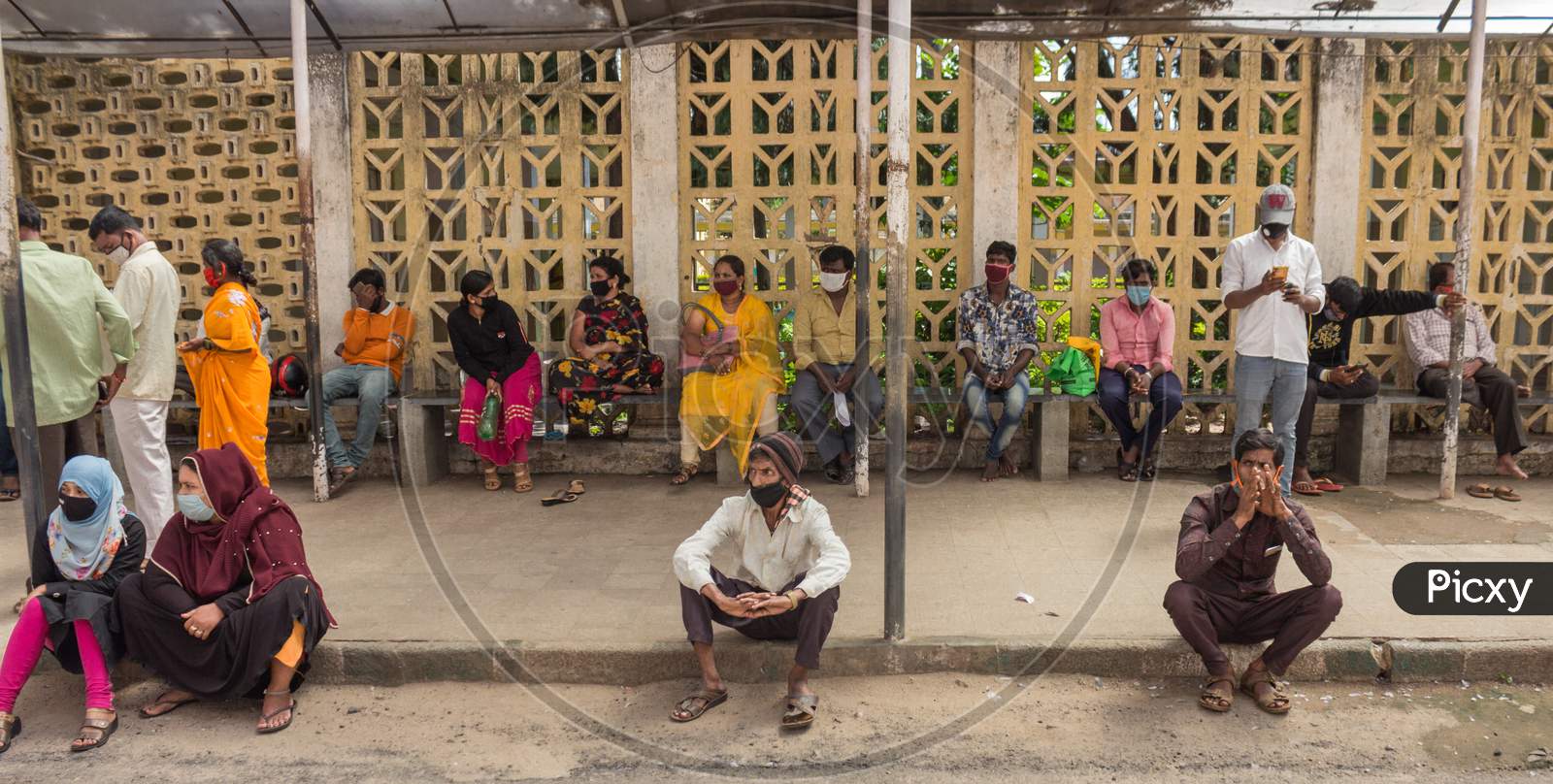 Patients waiting for Covid19 checkup in Mysore/Karnataka/India.