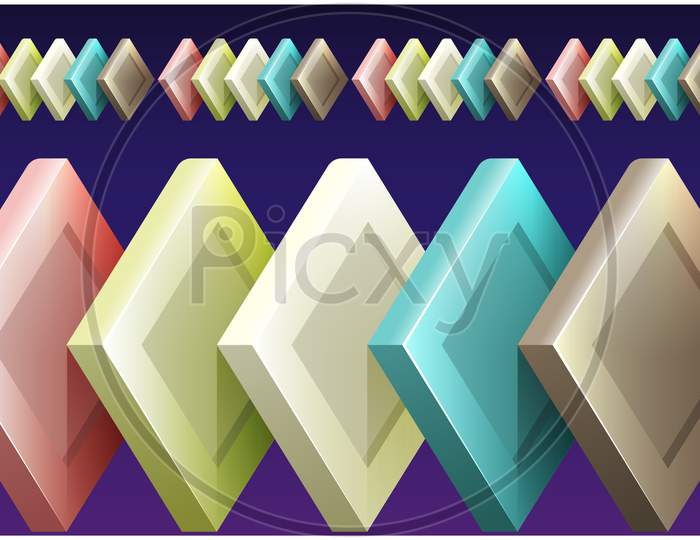 Digital Textile Design Of Diamond Boxes On Abstract Background