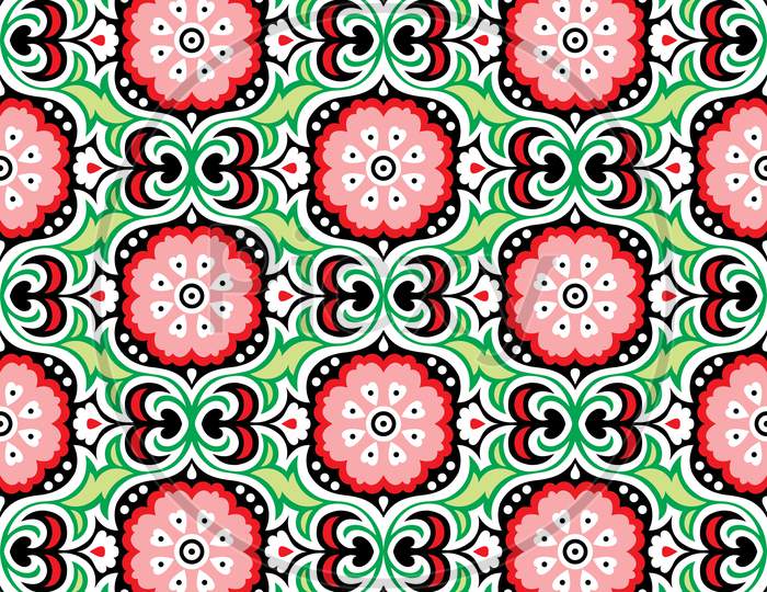 Colorful Vector Abstract Flowers Leafs Pattern Background Design
