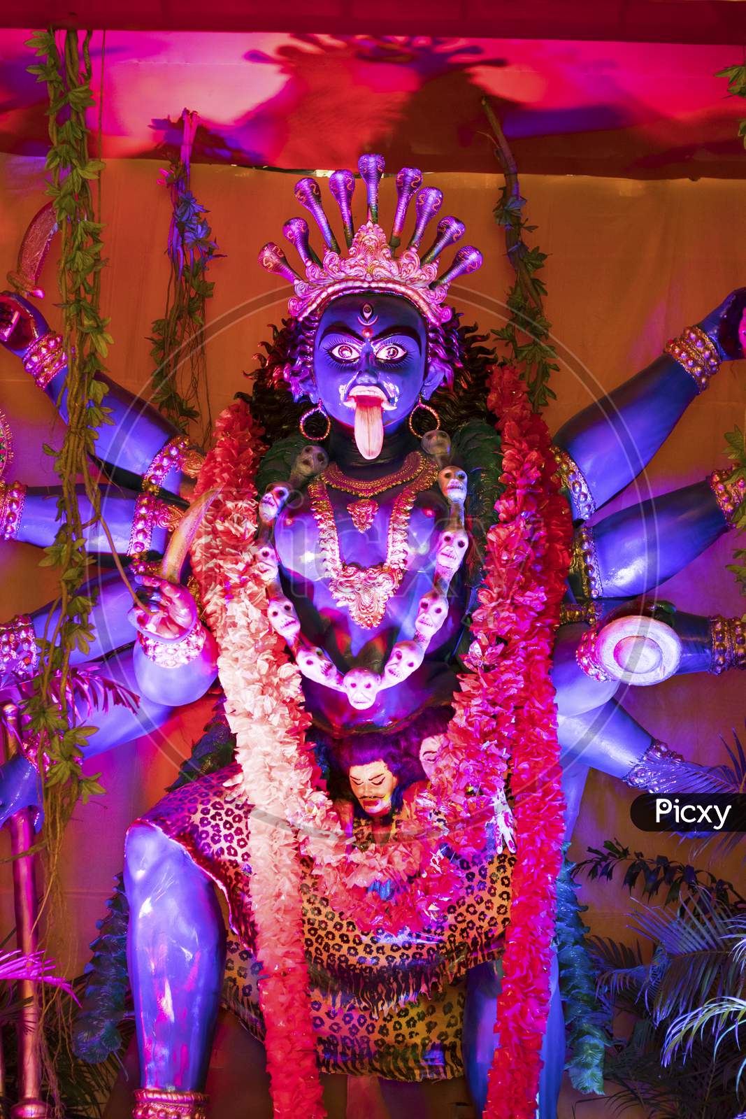 Hindu goddess Kali clay sculpture