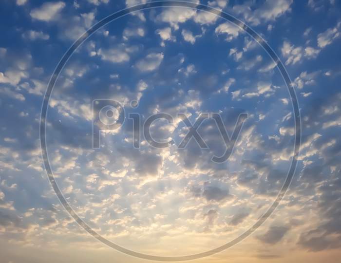 Landscape view of blue sky at the time of sunrise