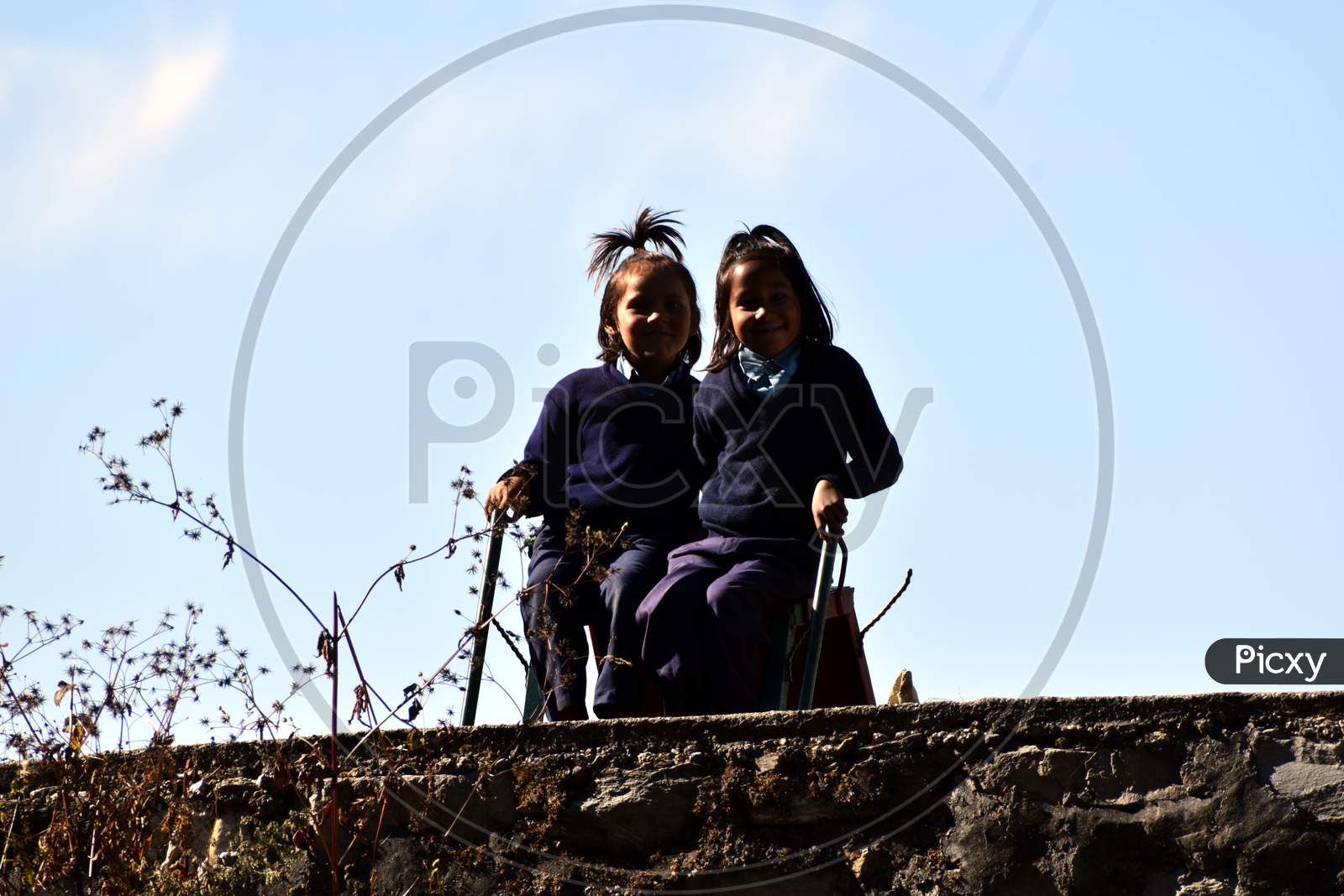 Two Children In School Dress At Uttarakhand India
