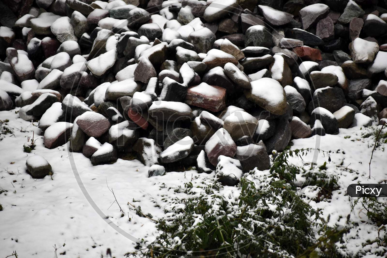 Beautiful Picture Of Snow On Stones