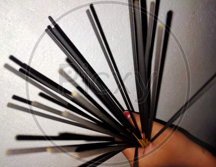 A handful of agarbati or incense sticks