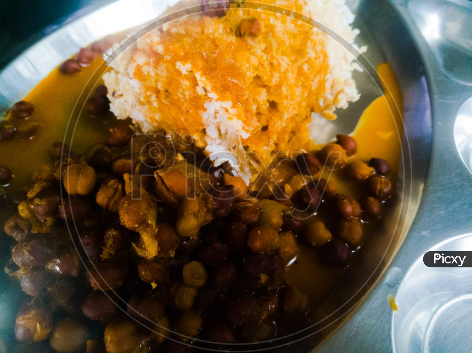Kerala Traditional Food Puttu And Kadala Curry In A Steel Plate