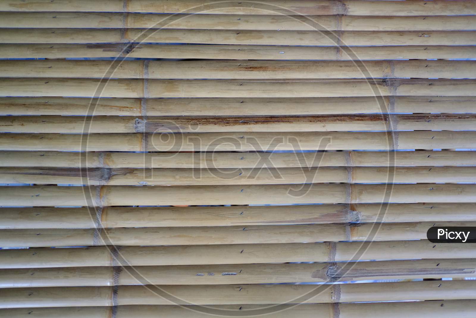 Textural Background Of Bamboo Wood; Bamboo Wooden Bed