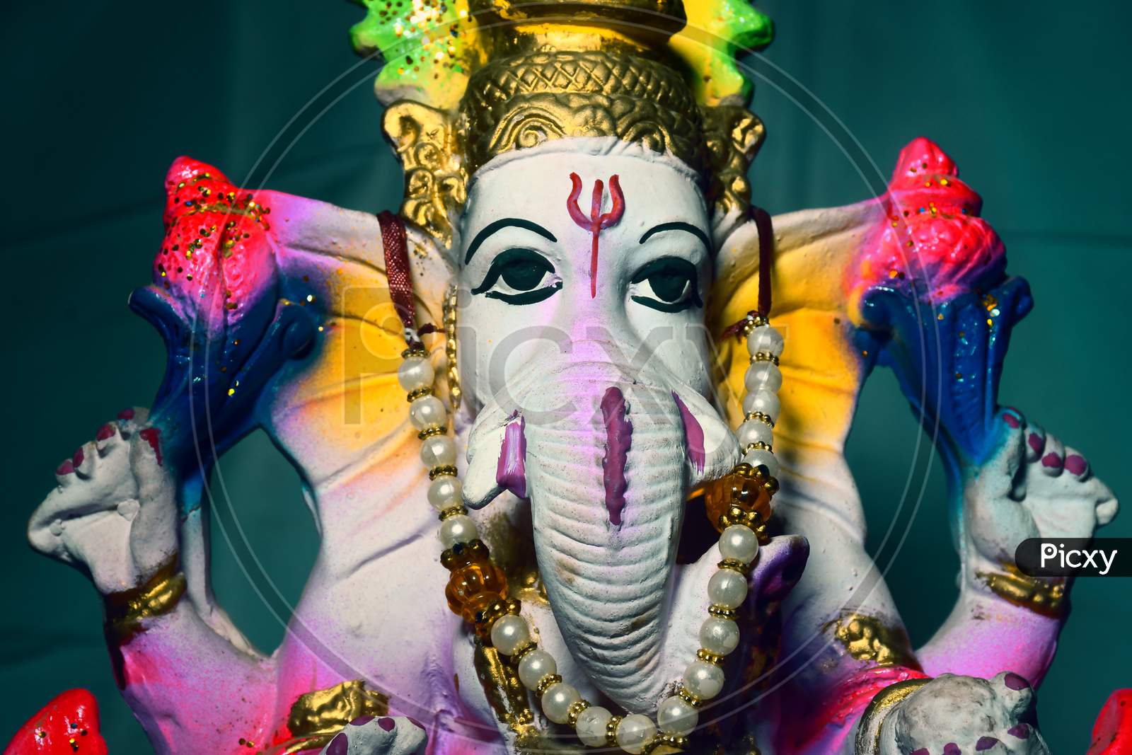 The Lord Of Ganesha. Hindu God Ganesha. Ganesha Colorful Idol. Indian Culture.