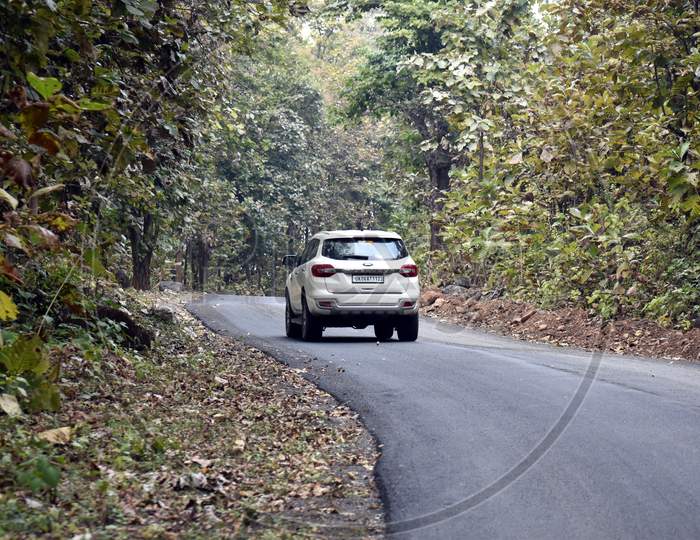 Beautiful Picture Of Big Car In Jungle Road