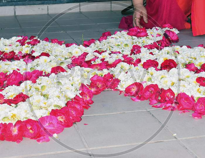Pink And White Flower'S On The Floor