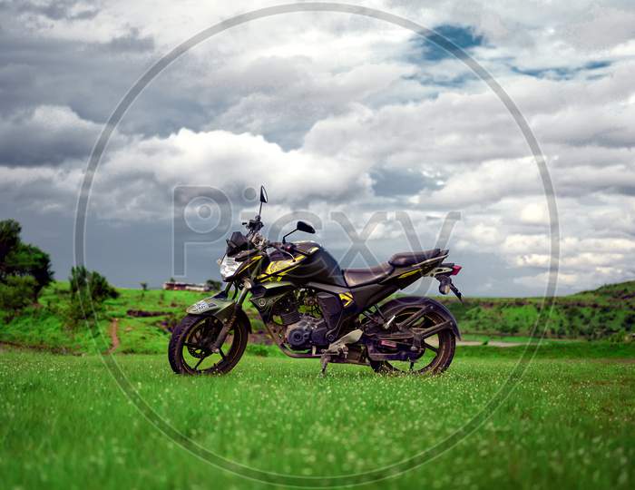Sport motorbike with Cloudy nature background