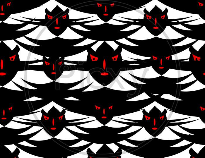 Charming Funny Cute Cat Graphic Seamless Pattern