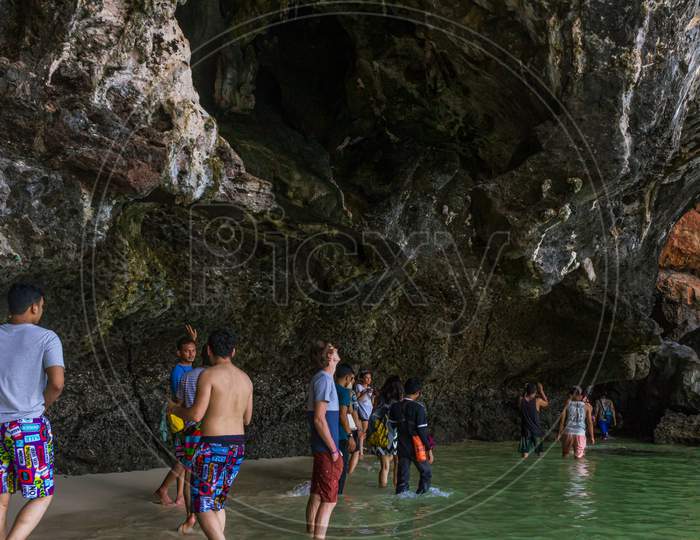 Thailand Phra Nang Beach Cave Tourist Visitors