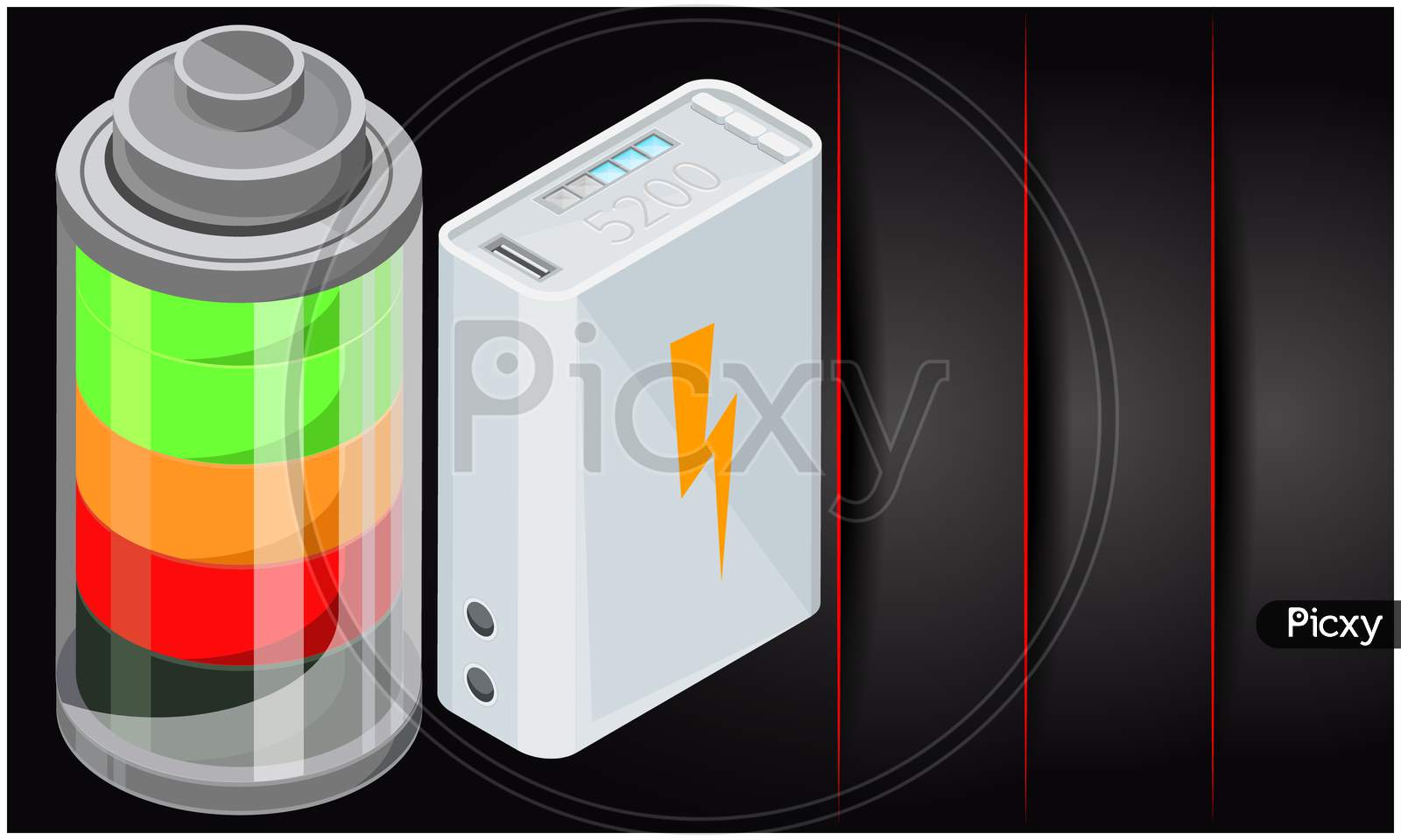 Design Of Different Types Of Battery On Abstract Background