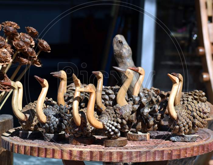 Closeup Pic Of Wood Craft In Shop