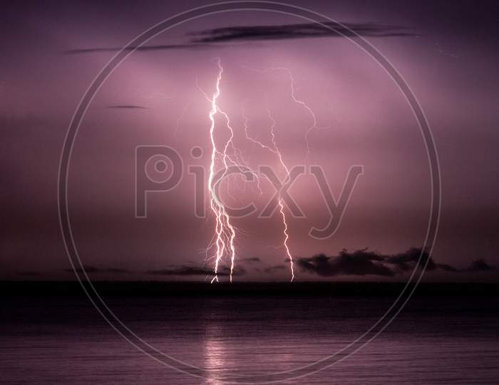 Severe Thunderstrom Seen In Darwin Australia. A Tornado That Begins With A Very Dangerous Lightning Spark. Still Must Be Avoided And Can Be Deadly. Natural Power That Looks Unpleasant At All.