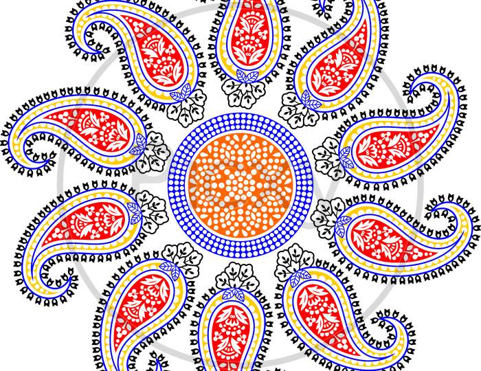 Colorful Vector Abstract Paisley Round Design