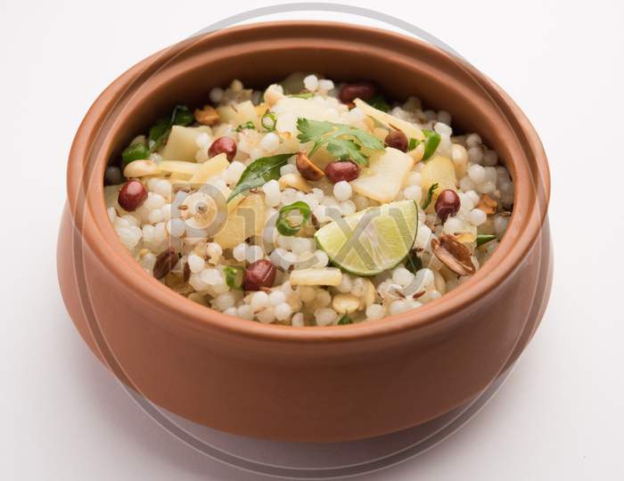 Tasty Sabudana Khichadi / Khichdi Is An Indian Dish Made From Soaked Sago Or Tapioca Pearls