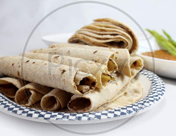 Popular Indian flatbread roti or chapati made from wheat flour