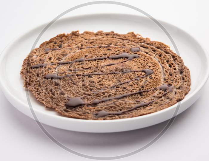 Indian Kids Special Chocolate Dosa, Served In A Plate