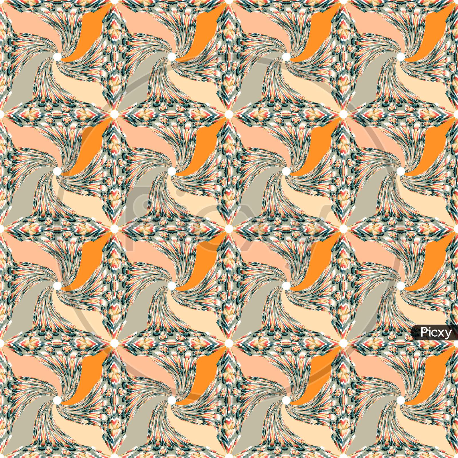 Colorful Fan Shaped Graphic Design Seamless Pattern