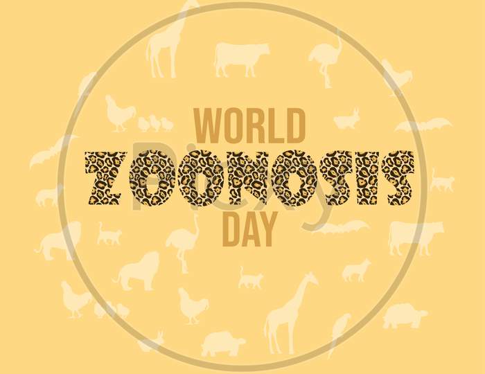 World Zoonoses Day, Poster, Greeting Background, Illustration Vector