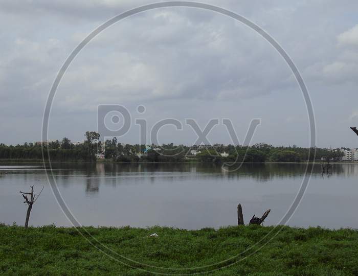 Lake view in in village