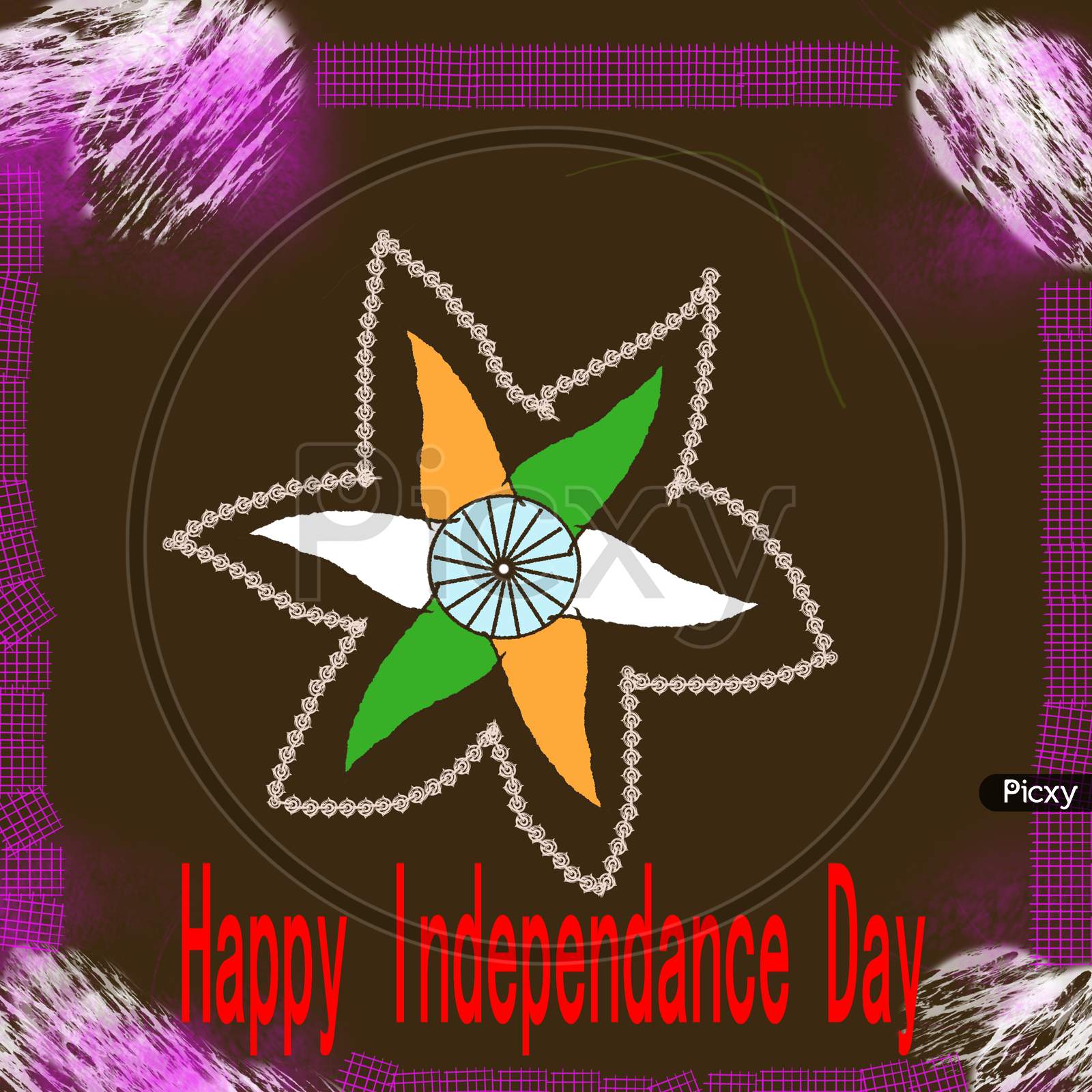 Template of greeting card with hand lettering of Happy Independence Day. 15th August. Salute India, Happy Independence Day India