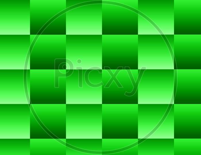 Green Gradient Square shapes composition geometric abstract background.  Gradient checked seamless repeating pattern. 3d Illustration For Wallpaper, Banner, Background, Card, Book.