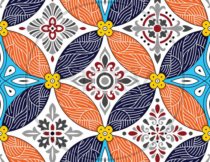 Seamless Pattern With Colorful Flowers