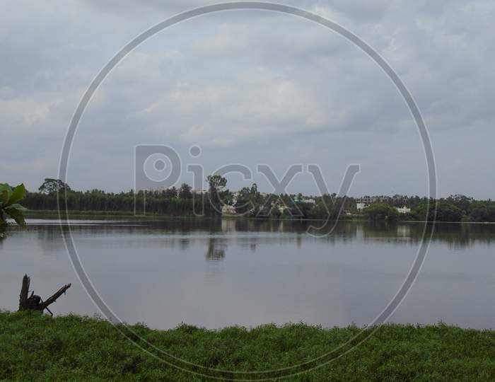 Lake view in in village
