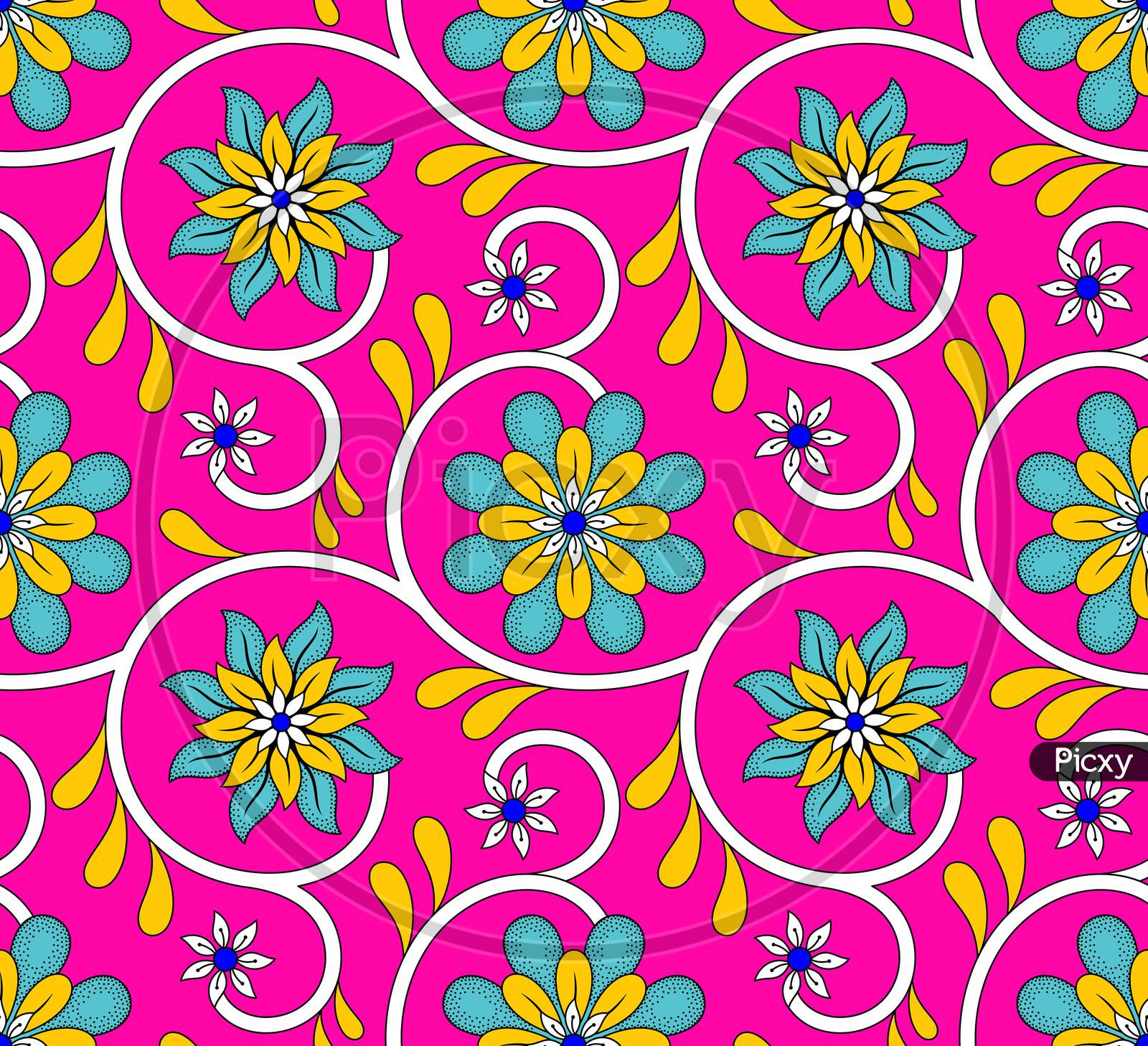 Colorful Vector Seamless Floral Pattern With Flowers