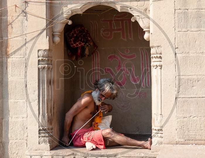 Portrait of Indian Monk in Varanasi