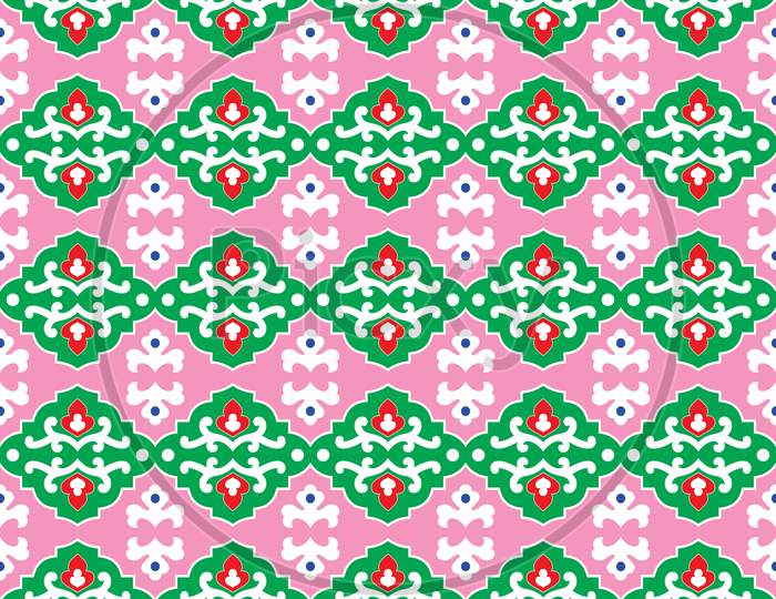 Seamless Pattern With Flowers And Hearts