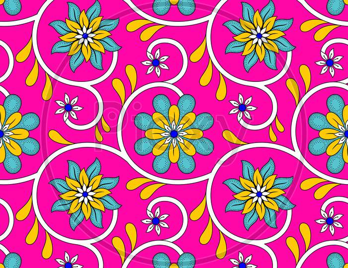 Colorful Vector Seamless Floral Pattern With Flowers