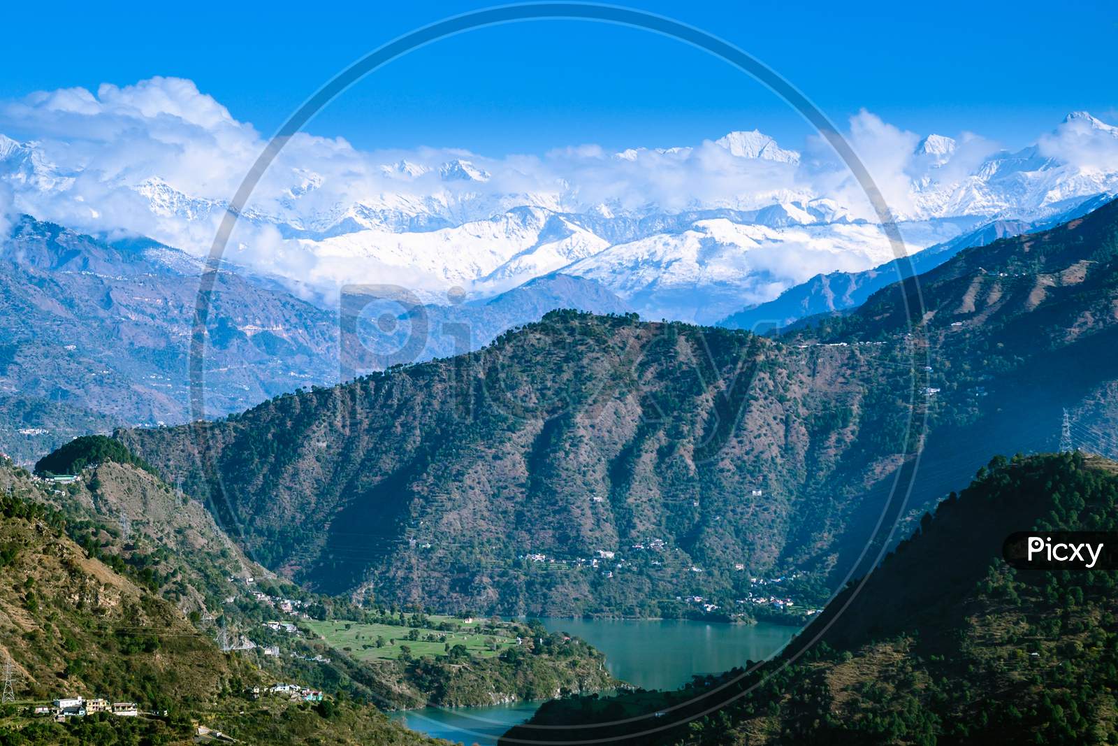 Chamera I dam – which has formed the reservoir Chamera Lake – on the Ravi river near Chamba, Himachal Pradesh. India.