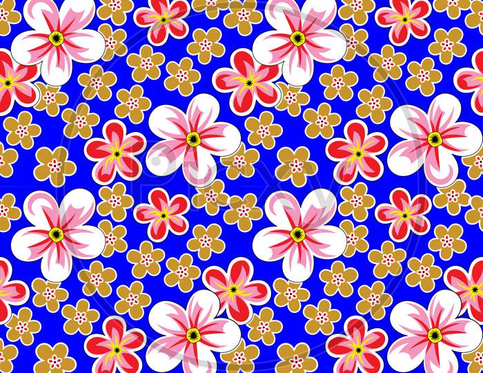 Colorful Vector Abstract Seamless Pattern With Flowers