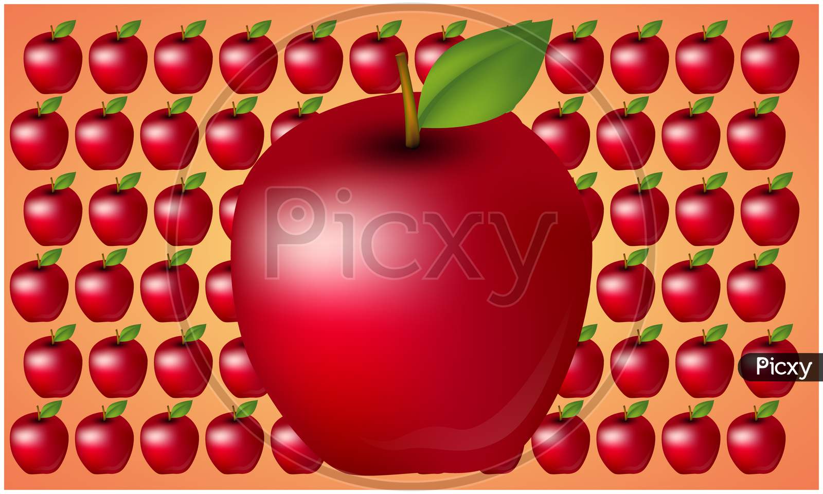 Mock Up Illustration Of Realistic Apple On Abstract Background
