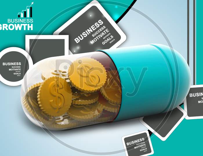 A Pill or Tablet with Dollar Currency Coins Inside