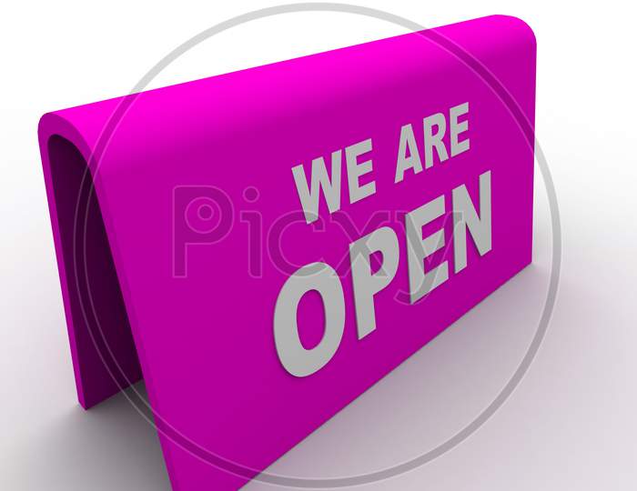We Are Open Board on white Background