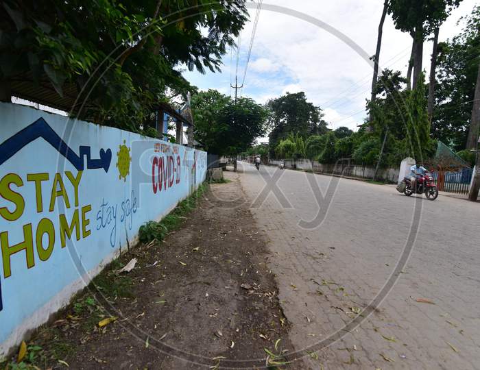 Roads turn empty as the government imposes lockdown to curb the spread of Coronavirus in Nagaon, Assam on July 05, 2020.