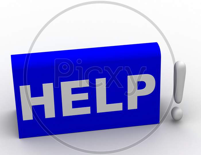 A HELP Texted Board Isolated with White Background