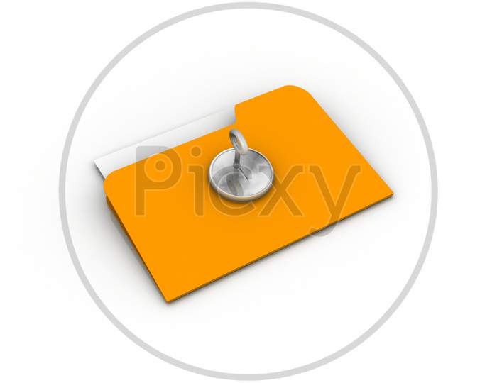 A Locked File Folder Isolated with White Background