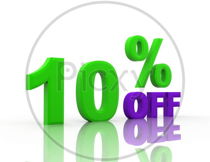 10% OFF Text on White Background