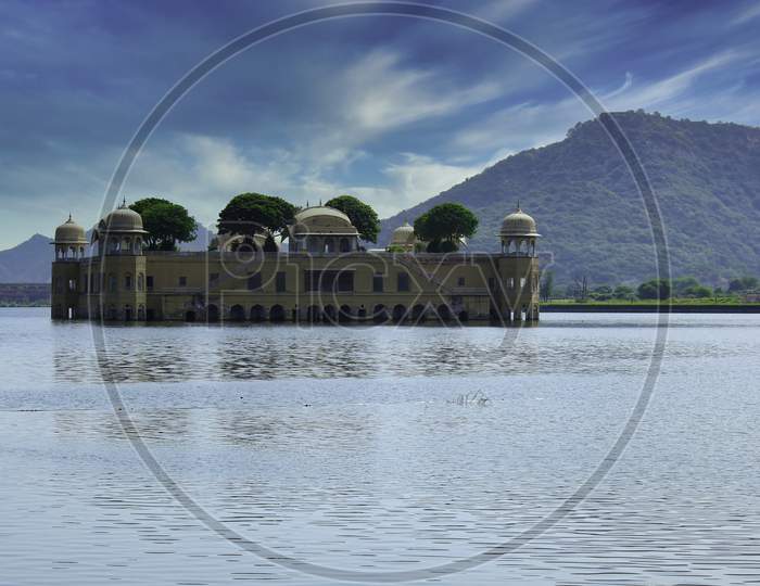 Close Up View Of Jal Mahal (Meaning "Water Palace") Which Is A Palace In The Middle Of The Man Sagar Lake In Jaipur City, The Capital Of The State Of Rajasthan, India. The Palace And The Lake Around It Were Renovated And Enlarged In The 18Th Century By Maharaja Jai Singh Ii Of Amber.