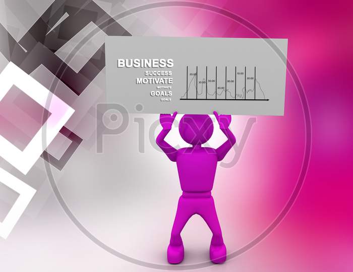 A 3D Man holding a Growth Bar Chart