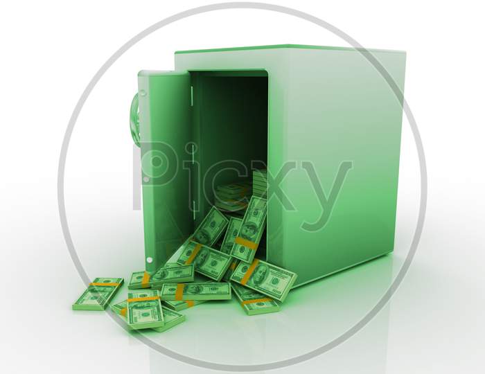 Locker with Dollar Currency Notes Inside