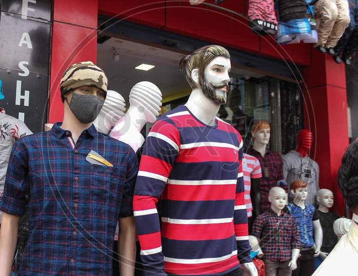 Mannequin wearing Face protection mask in Mysore/Karnataka/India.